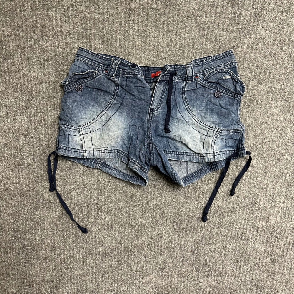 Unionbay Shorts Womens Size 7 Blue Cotton Low Rise Cargo Y2K Faded Denim